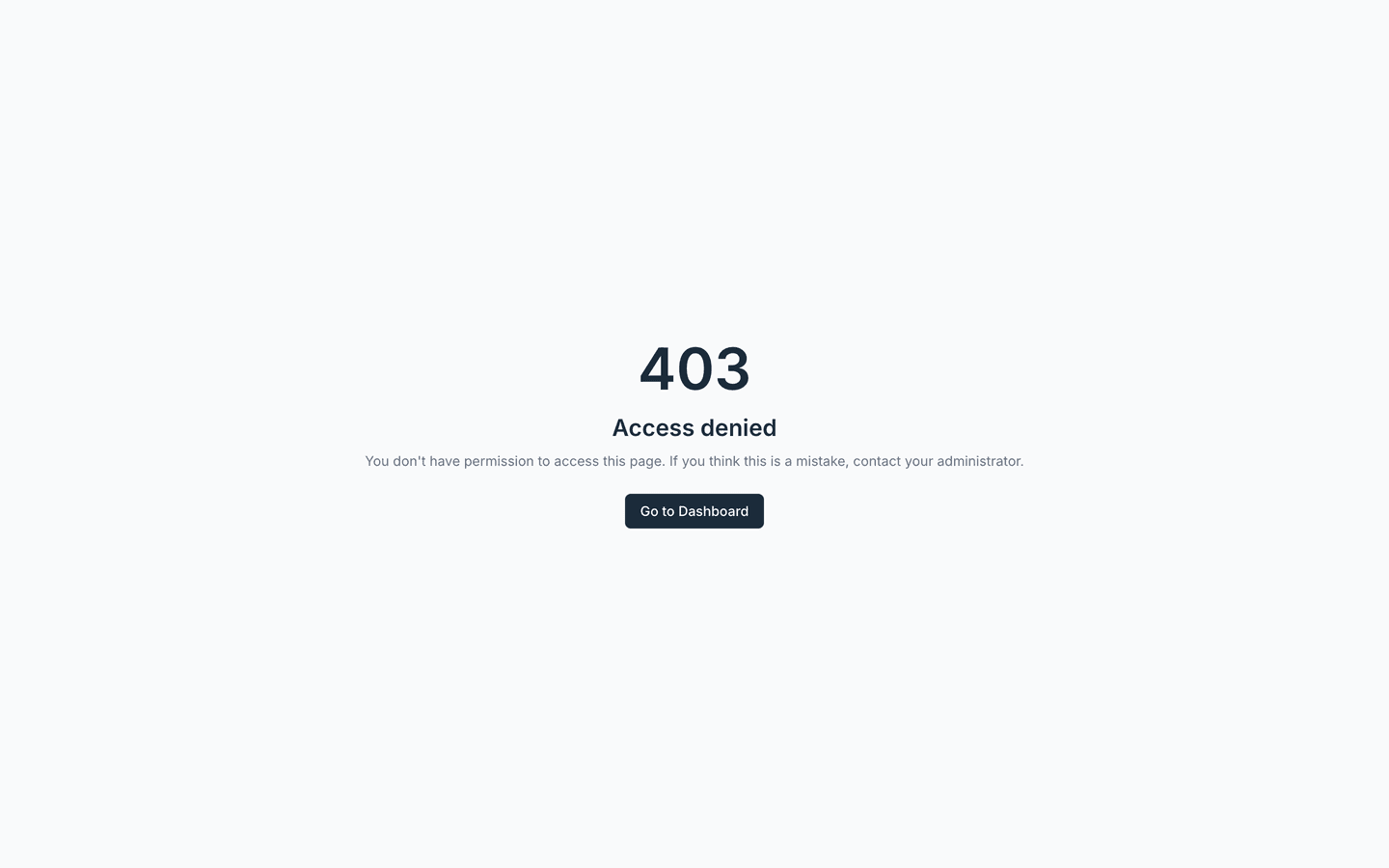 The Slack connector at /connectors/slack as a Contributor sees it — the role check returns 403.